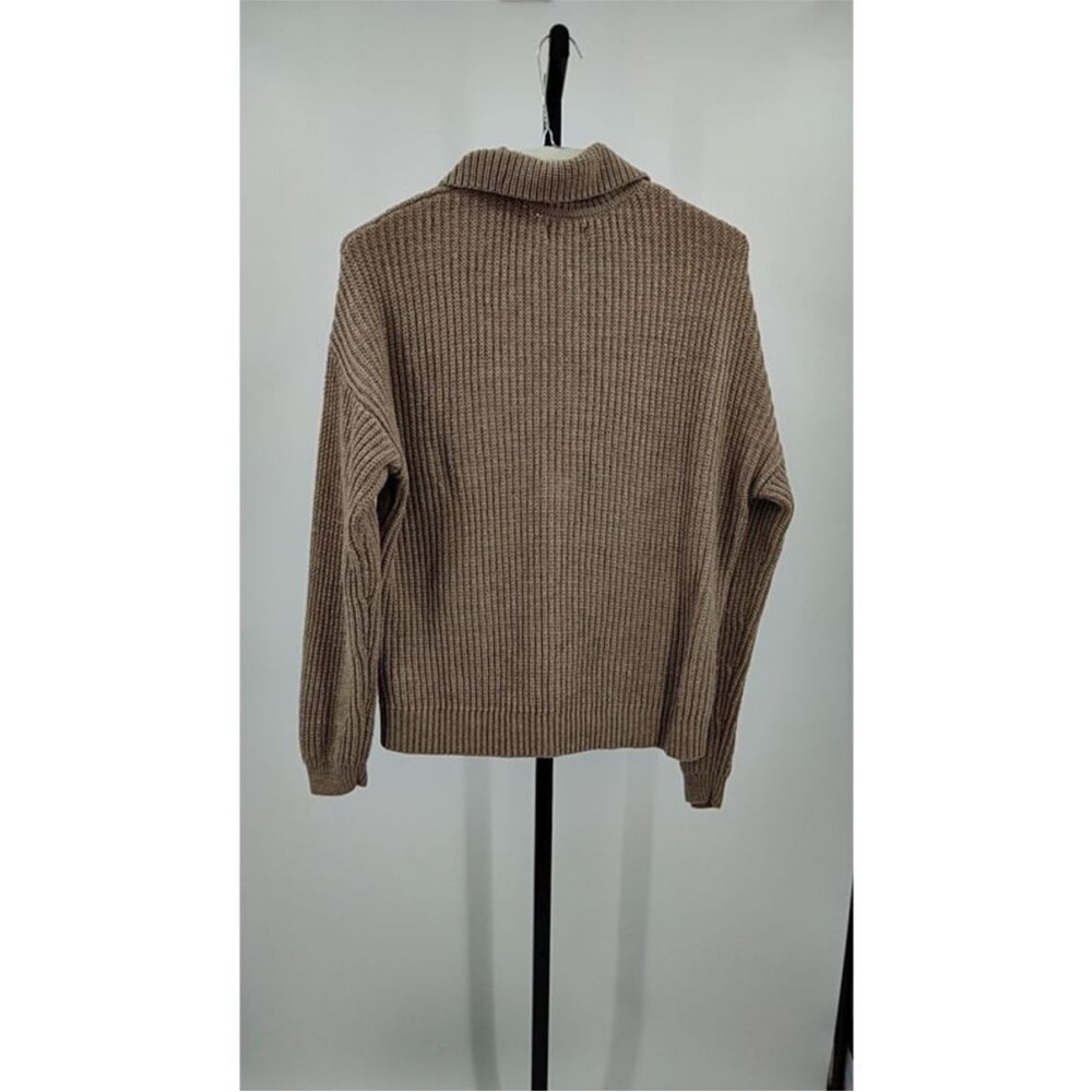 Quince Taupe Cable Knit Button-Up Sweater - Picture 8 of 9